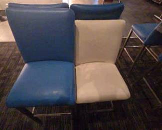 DBB732 (3) Blue High Bar Chairs, (1) White Bar Chair