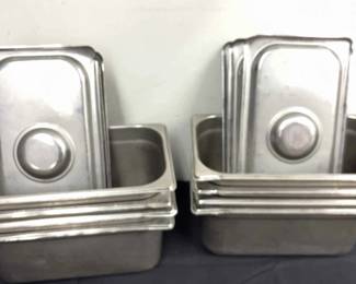 DBB449- (8) Stainless Steel 12” Long Service Pans With Lids
