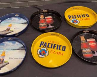 DBB155 Set of 6 Assorted Beer Serving Trays - Pacifico, Corona, Modelo
