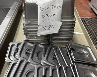 DBB465 Lot Twenty(20) Stainless Steel 6”Service Pans With Lids