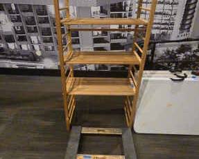 DBB745 Wood Shelf Rack, Wood Dolly Cart