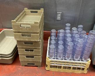 DBB509 - 22 0z Tumblers, Stemware & Glass Rack & Plastic Crates & Bins