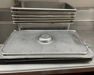 DBB398 - (6) Stainless Steel 21” Long Service Pans With Lids