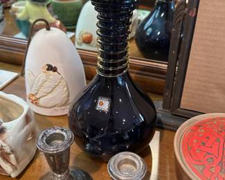 Blenko Handcraft bottle and Gorman pottery bell.