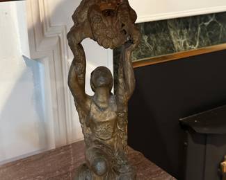 Bronze or cast iron classical figure lamp.