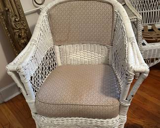 White wicker rocker.