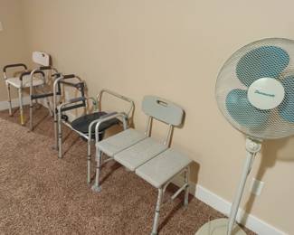 Shower chairs. Did you see the showers in this place? All of these would fit in one of them