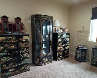 Lacquer dressers and display case
