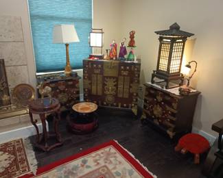 Lovely Asian wood and brass chests