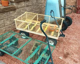 Yard carts and wheelbarrow
