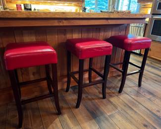 Four "Palecek" leather counter height stools
