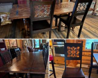 Beautiful rustic, solid wood dining table w/four chairs