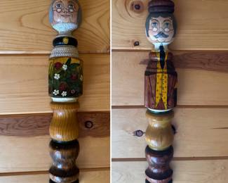 Folk art grandma & grandpa painted wood