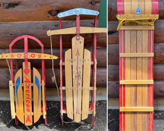 Vintage sleds and toboggan