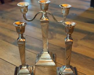 Silver tone candle sticks