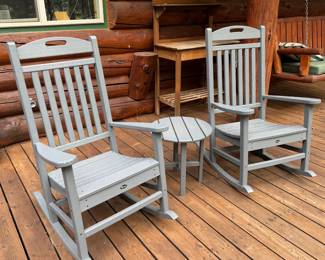 Trex outdoor rockers & small table set