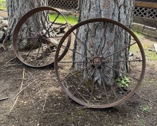 Large metal wagon wheels