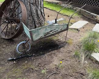 Rustic decorative wheelbarrow