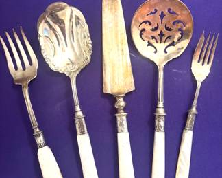 Sterling with mother of pearl handle serving pieces