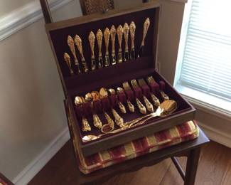 Gold tone flatware