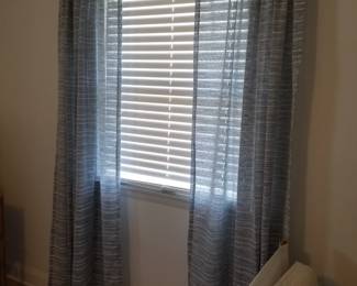 Curtain rods; sheer curtain panels; blinds