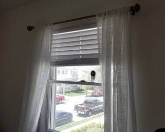 Curtain rods; sheer curtain panels; blinds