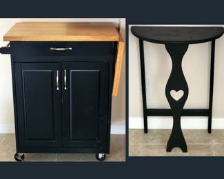 Microwave Cart/Cabinet with Cutting Board and Half Moon Table