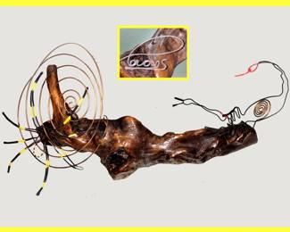 Really Cool Wire Art Spider with Web and Scorpion; Signed in Wire too