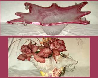 Lavorazione Murano Glass Centerpiece Bowl and Shell Planter