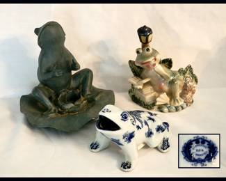 Frogs including an LCA Stoneware Frog