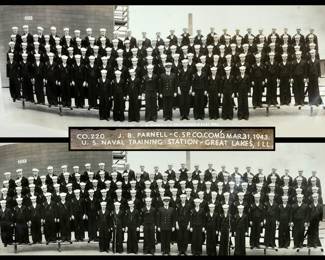 2 Old Photographs; Naval Training Station, Great Lakes 1943