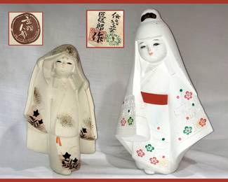 Japanese Hakata Dolls Both Marked