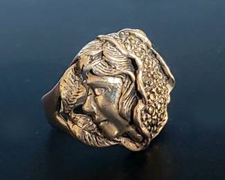 Sterling and Marcasite Lady Face Ring