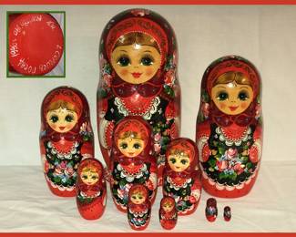 Signed Russian Matryoshka Nesting Dolls; Signed