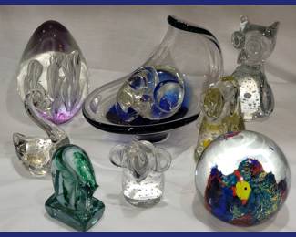 Glass Paperweights and Little Glass Critters