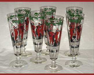 Mid Century Modern Libbey Brass Band Gay Nineties Pilsner Glasses