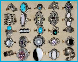 Vintage Sterling Rings; Just a Small Sample