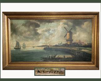 After Jacob van Ruisdael; Windmill at Wijk bij Duurstede Signed Canvas