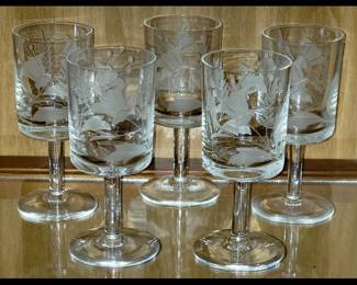 Beautiful Mid Century Modern Etched Stemware