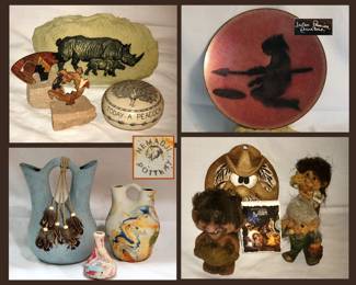 Jules Perrier MCM plate, Nemadji Pottery and Nyform Troll with Original Tag