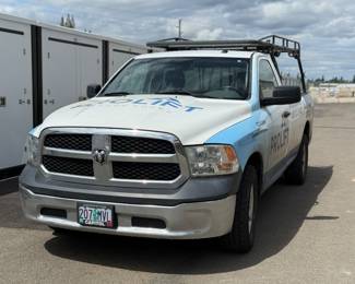 We are offering a 2017 Ram 1500 pickup truck with no reserve! This truck is being sold as part of a business liquidation here in Salem, Oregon. This truck starts right up and drives well with 97,498 miles and a clean title. Truck is white with a full wrap on it currently that you can keep or remove. Service records in glove box and shown in photos. Previews welcome by appointment, truck is onsite. Comes with two sets of keys. Video available on Youtube if you would like to see more of the truck and hear it running. This truck is being sold as-is.