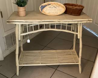 White wicker entrance table- 36x16x32