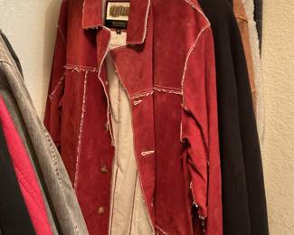 Red leather coat