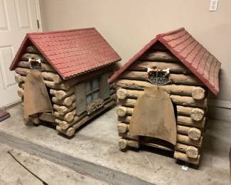 2 large Custom log cabin dog houses-39x31x37- Perfect for pampered pups or rustic yard decor!