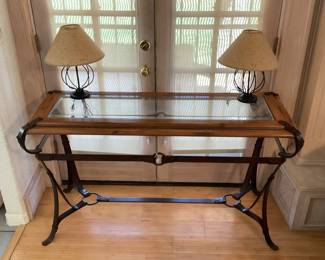 Equestrian style strap end entrance table-56x21x33