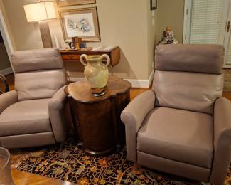 Pair Italian Leather Recliners