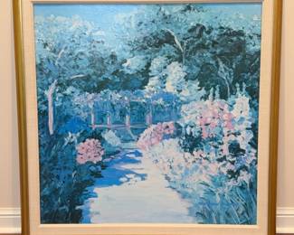 Nell RevelSmith Garden Path Print on Canvas In Gold Frame with Fabric Matting