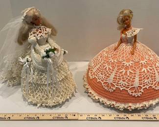 Vintage Barbies with Hand Crocheted Dresses