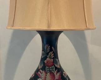 Large Black Floral Table Lamp