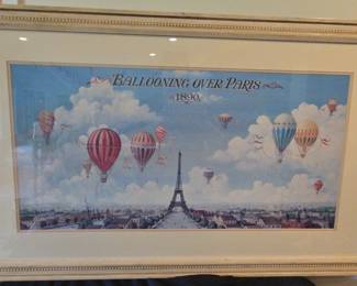 Ballooning Over Paris 1890 Framed Painting 42 X26